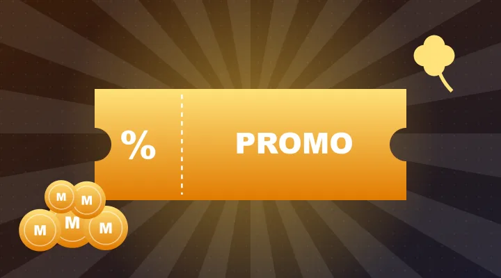 Złoty kupon PROMO i stos monet – promocje Mino Casino